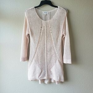 Beige by eci Open Knit Sweater Blush Pink Sz S